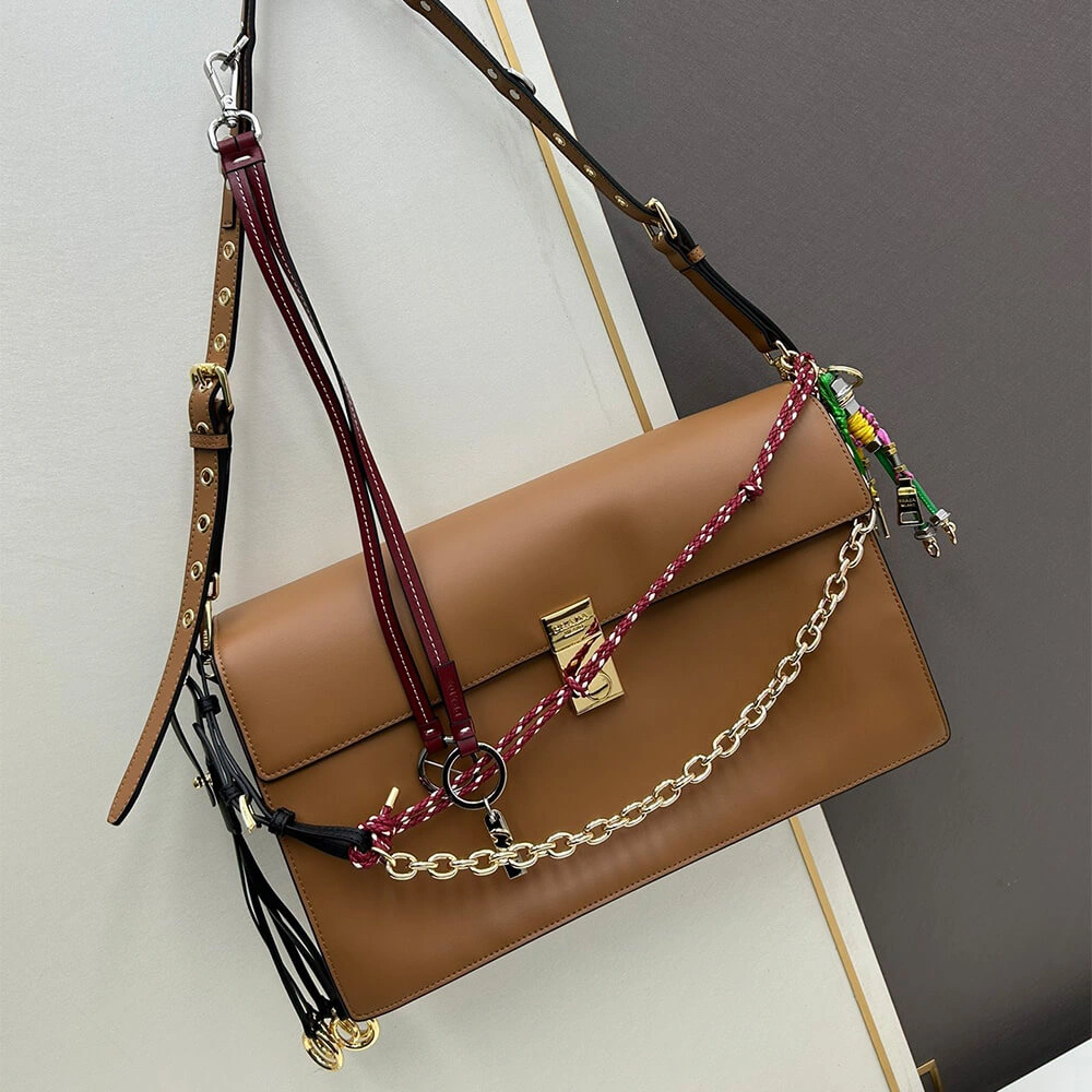 Prada  Sound large leather shoulder bag with charms(high-end grade) HighPerformance 3026