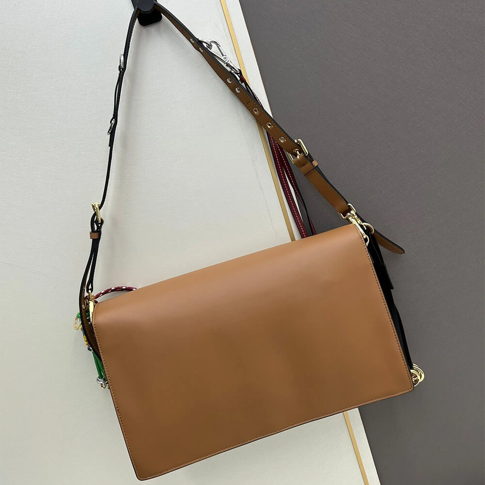 Prada  Sound large leather shoulder bag with charms(high-end grade) HighPerformance 3026