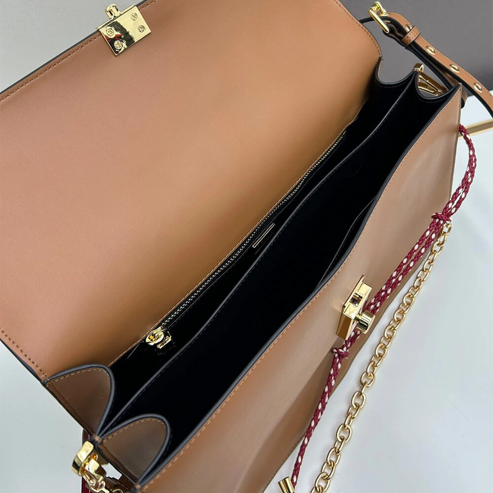 Prada  Sound large leather shoulder bag with charms(high-end grade) HighPerformance 3026
