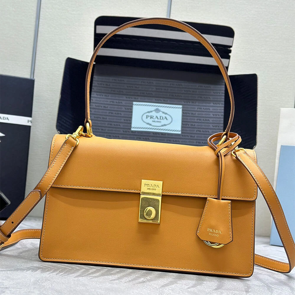 Prada  Sound medium leather shoulder bag(high-end grade) Durable 3019