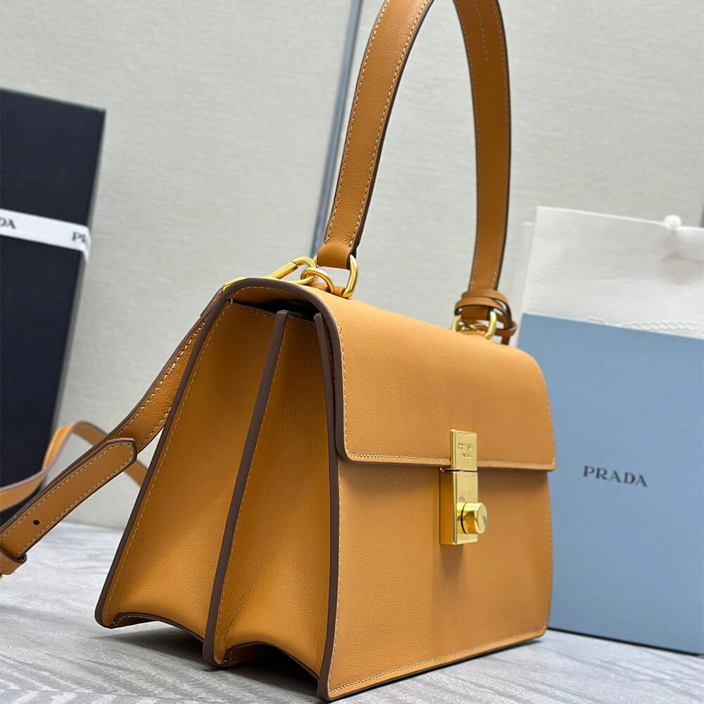 Prada  Sound medium leather shoulder bag(high-end grade) Durable 3019