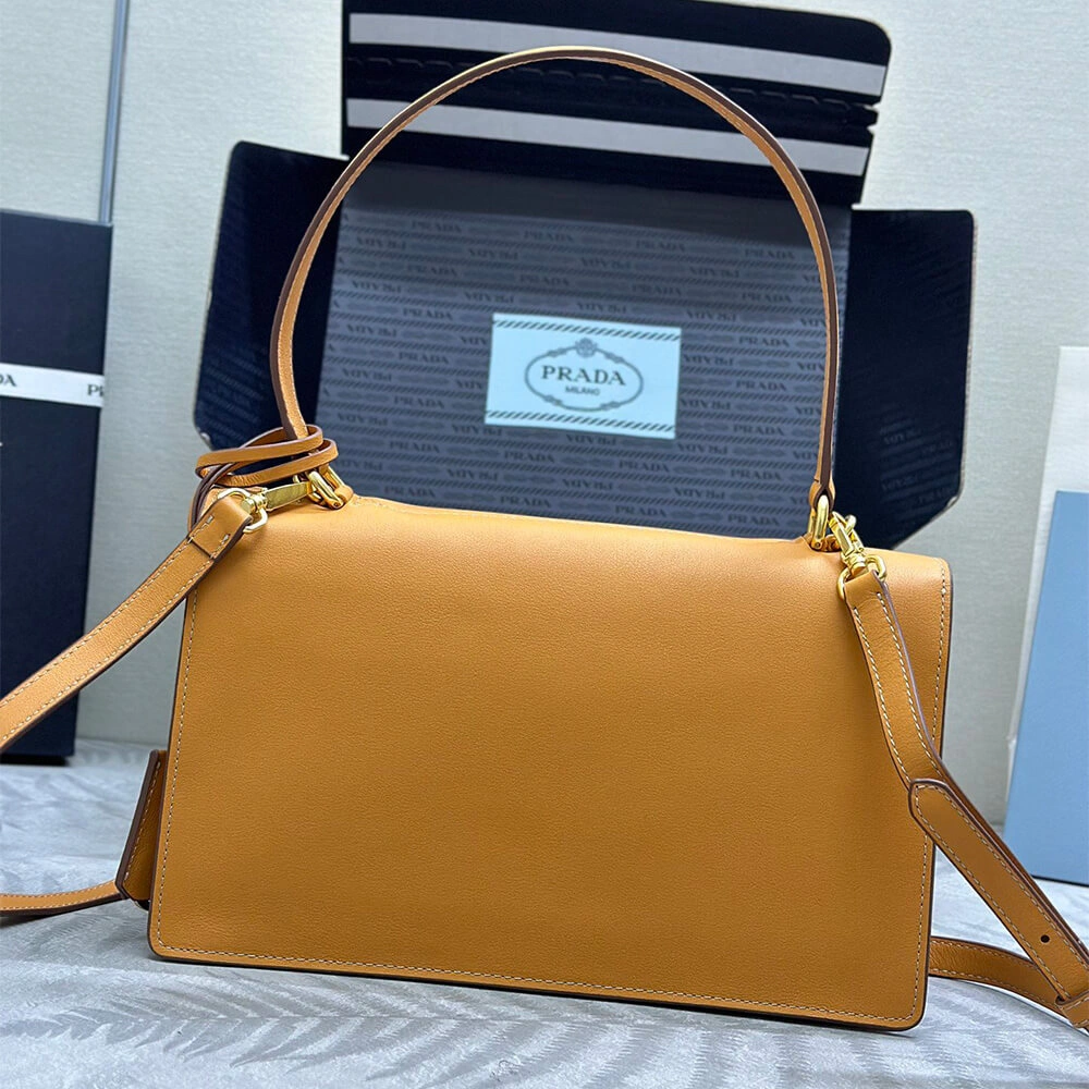 Prada  Sound medium leather shoulder bag(high-end grade) Durable 3019