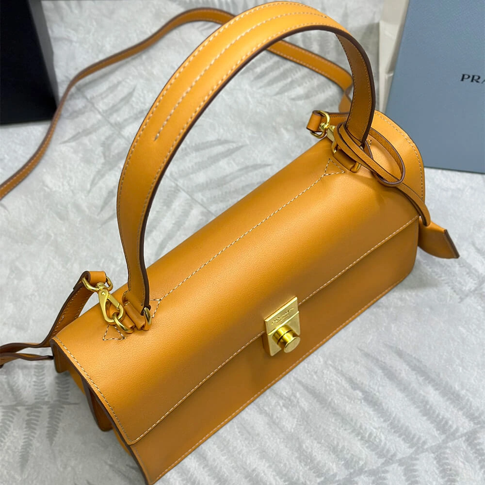 Prada  Sound medium leather shoulder bag(high-end grade) Durable 3019