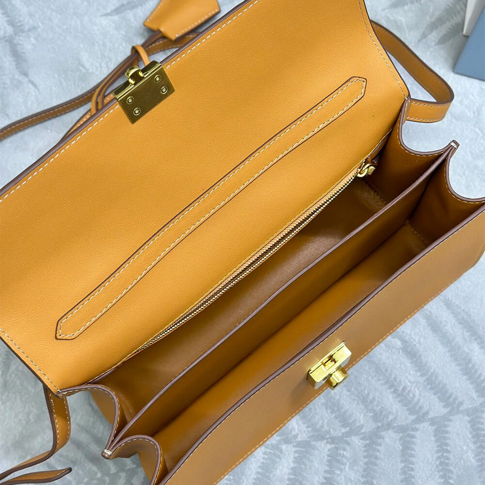 Prada  Sound medium leather shoulder bag(high-end grade) Durable 3019