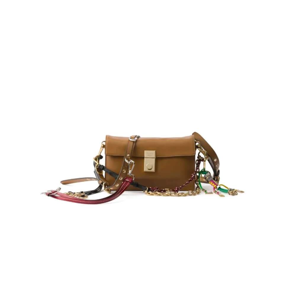 Prada  Sound small leather shoulder bag with charms(high-end grade) MultiPurpose 3035