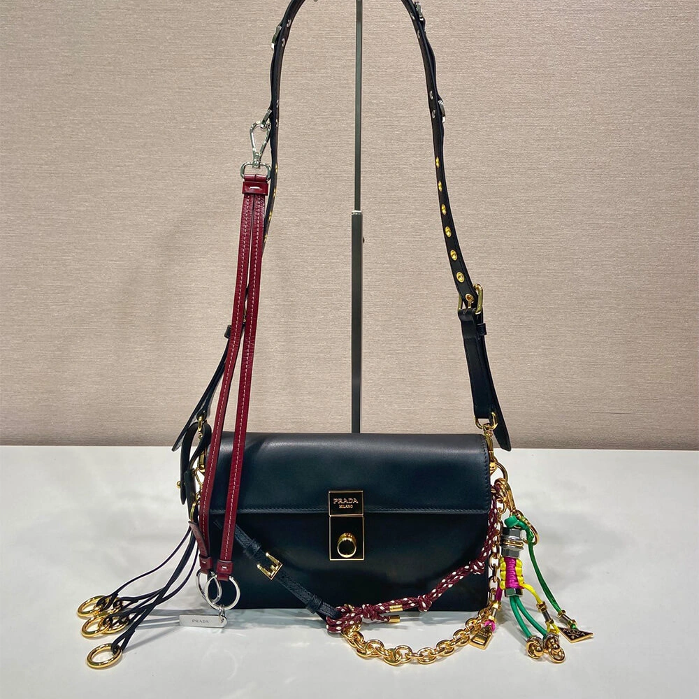 Prada  Sound small leather shoulder bag with charms(high-end grade) SoftTouch 3022