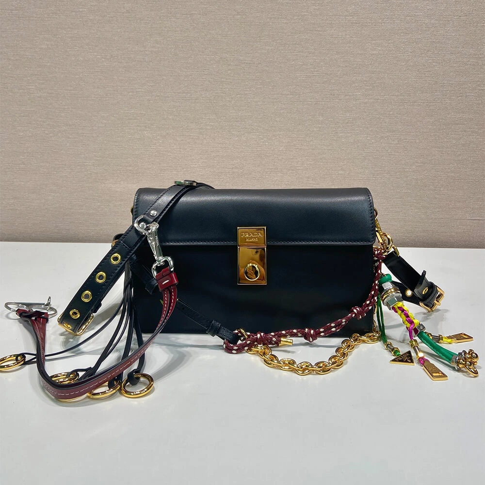 Prada  Sound small leather shoulder bag with charms(high-end grade) SoftTouch 3022