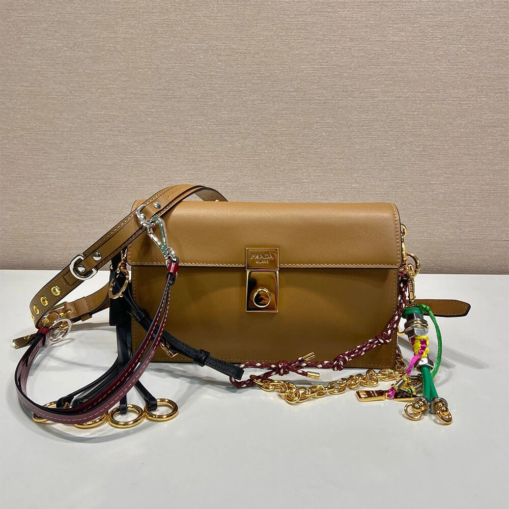 Prada  Sound small leather shoulder bag with charms(high-end grade) MultiPurpose 3035