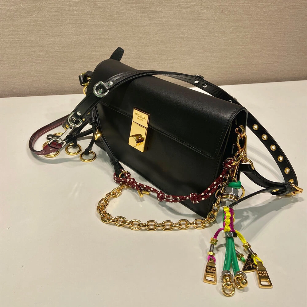 Prada  Sound small leather shoulder bag with charms(high-end grade) SoftTouch 3022