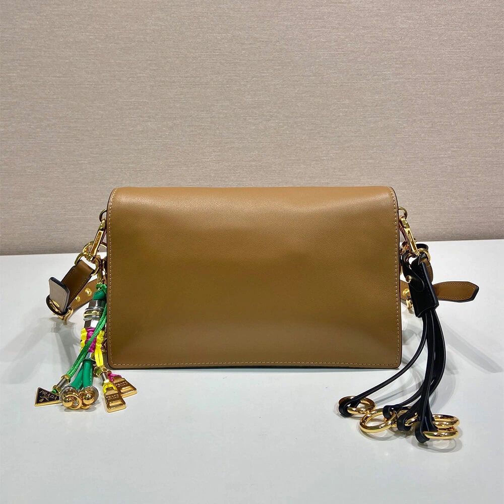 Prada  Sound small leather shoulder bag with charms(high-end grade) MultiPurpose 3035