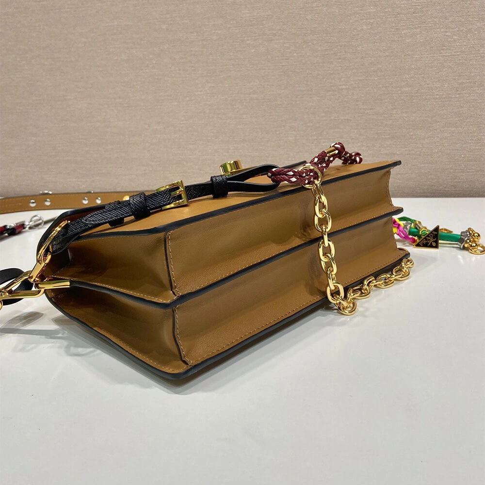 Prada  Sound small leather shoulder bag with charms(high-end grade) MultiPurpose 3035