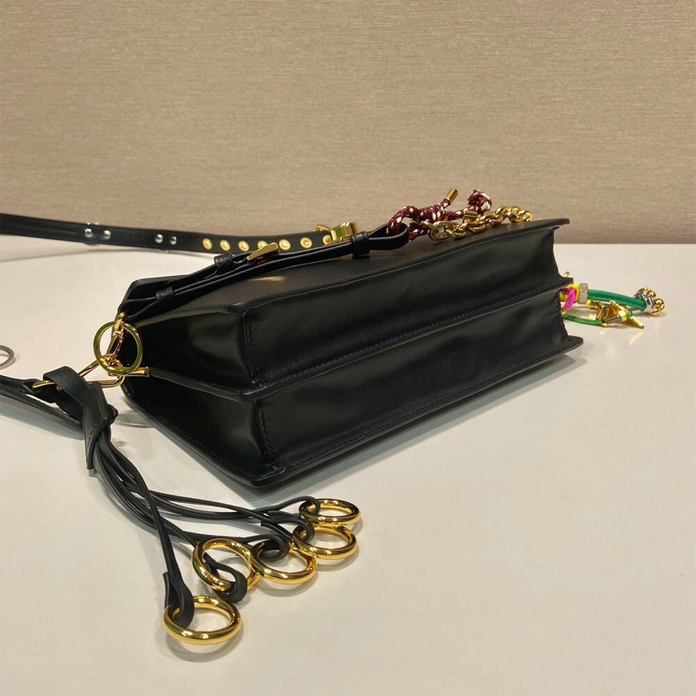 Prada  Sound small leather shoulder bag with charms(high-end grade) SoftTouch 3022