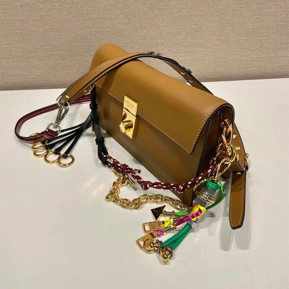 Prada  Sound small leather shoulder bag with charms(high-end grade) MultiPurpose 3035