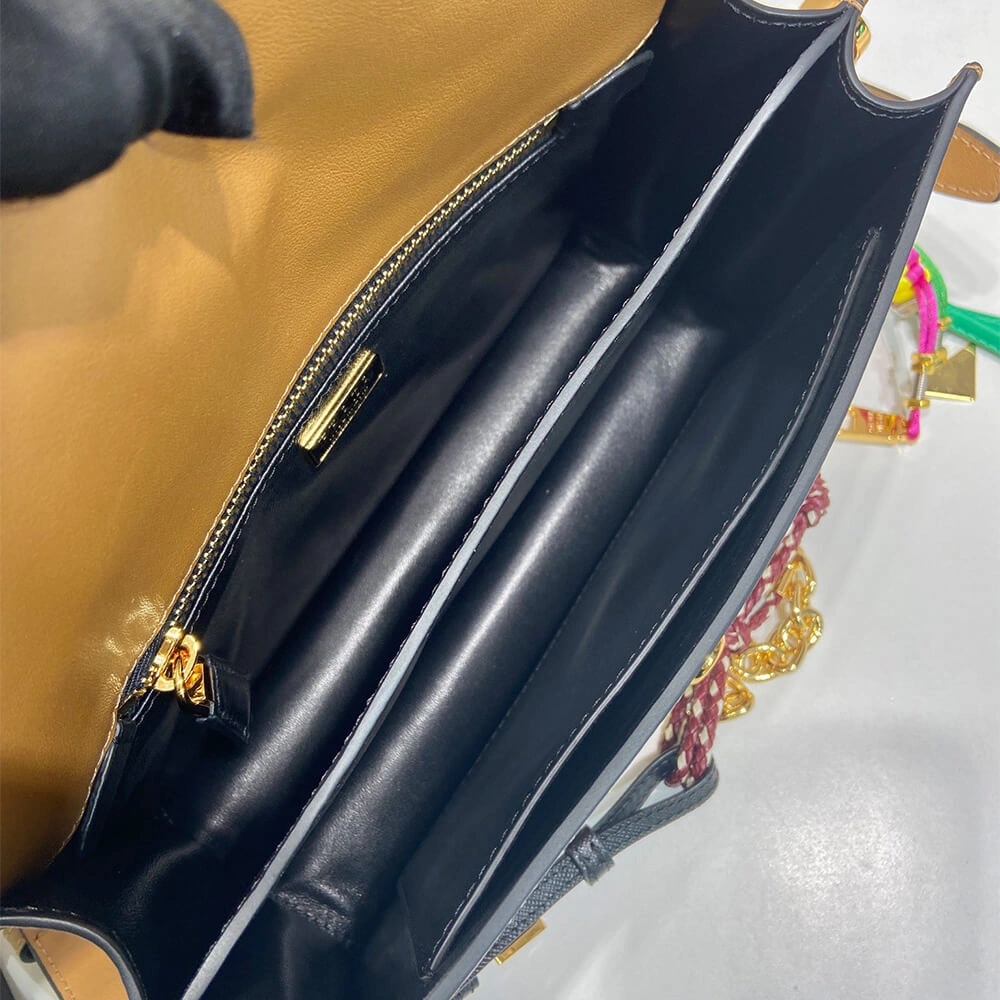 Prada  Sound small leather shoulder bag with charms(high-end grade) MultiPurpose 3035