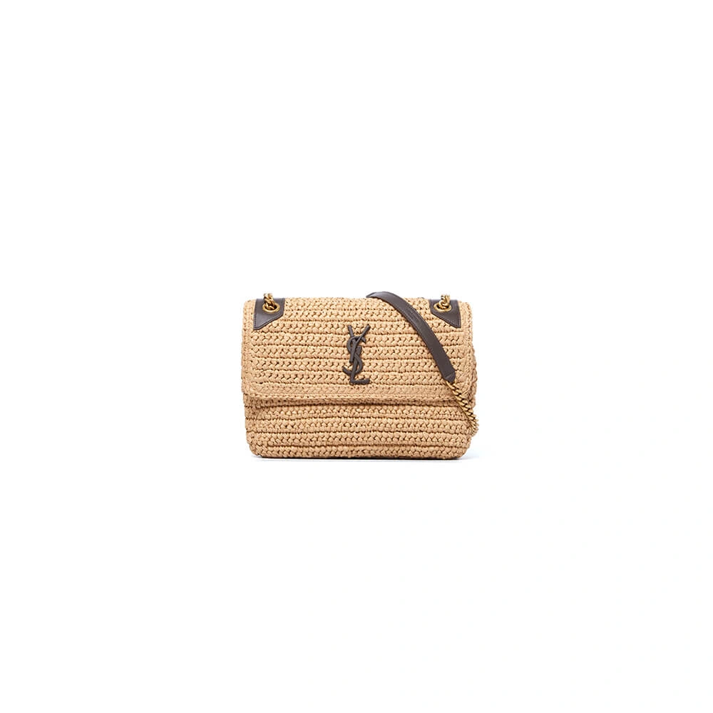 Minimalist SAINT LAURENT NIKI CHAIN MEDIUM IN RAFFIA(HIGH-END GRADE) 2706