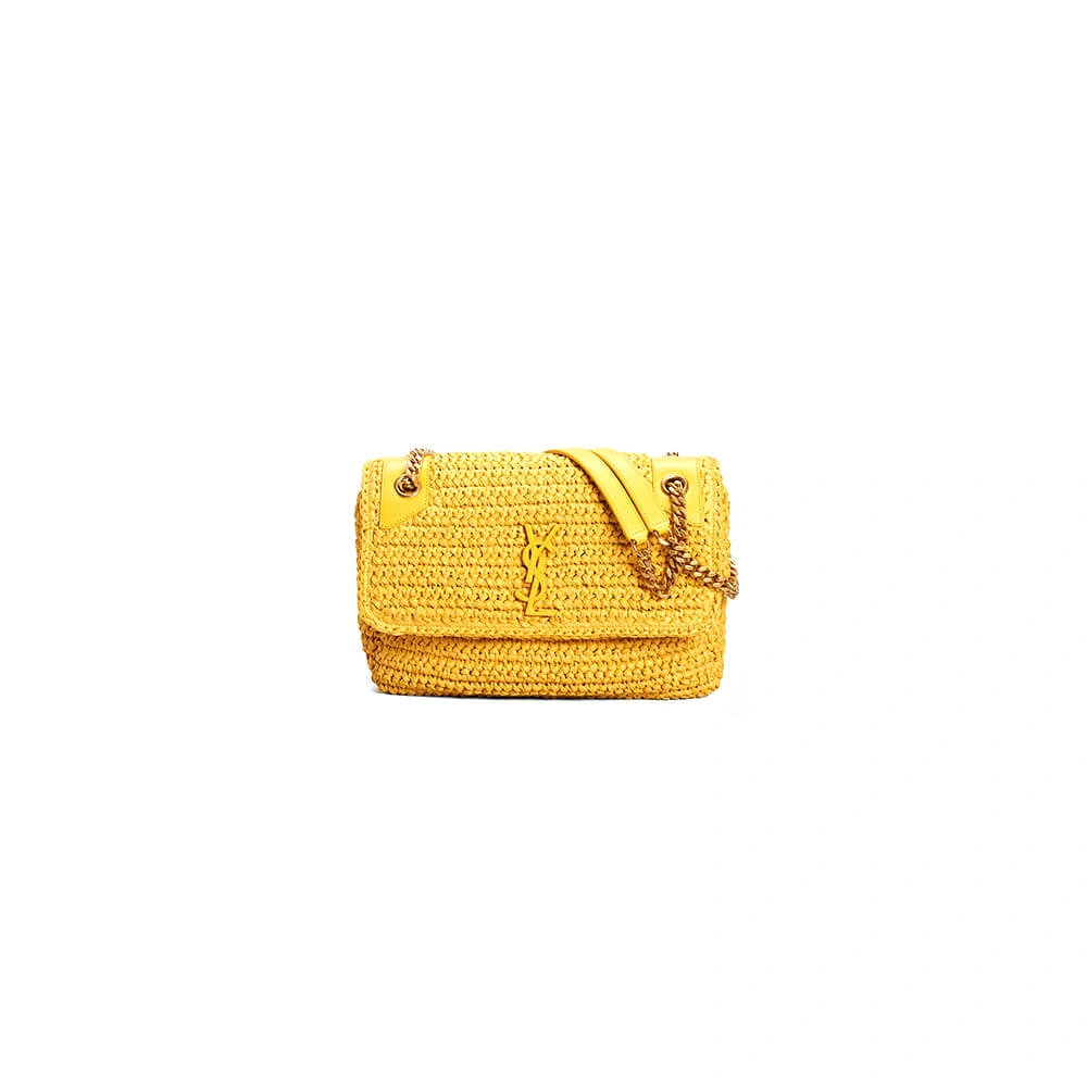 Modern SAINT LAURENT NIKI CHAIN MEDIUM IN RAFFIA(HIGH-END GRADE) 2707