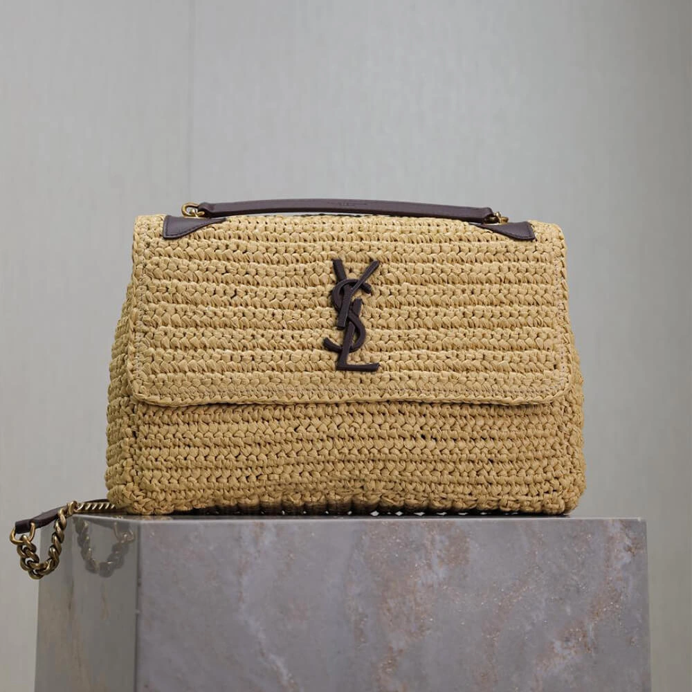 Minimalist SAINT LAURENT NIKI CHAIN MEDIUM IN RAFFIA(HIGH-END GRADE) 2706