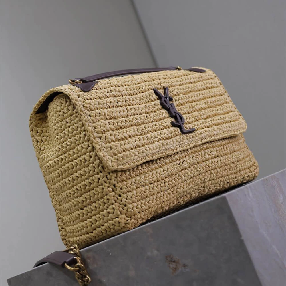 Minimalist SAINT LAURENT NIKI CHAIN MEDIUM IN RAFFIA(HIGH-END GRADE) 2706