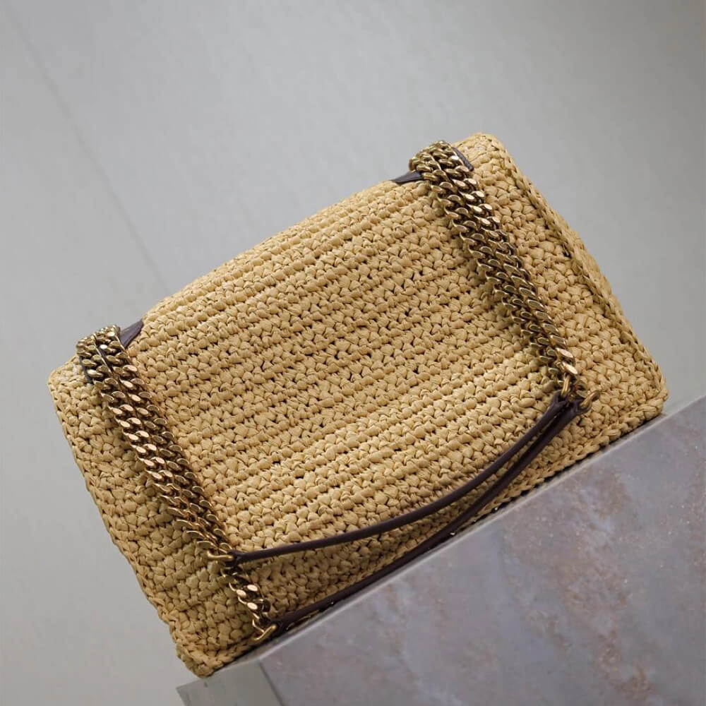 Minimalist SAINT LAURENT NIKI CHAIN MEDIUM IN RAFFIA(HIGH-END GRADE) 2706