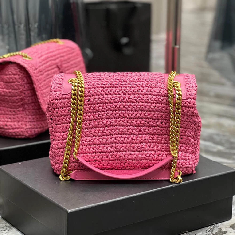 SAINT LAURENT NIKI CHAIN MEDIUM IN RAFFIA(HIGH-END GRADE) OnTrend 2708
