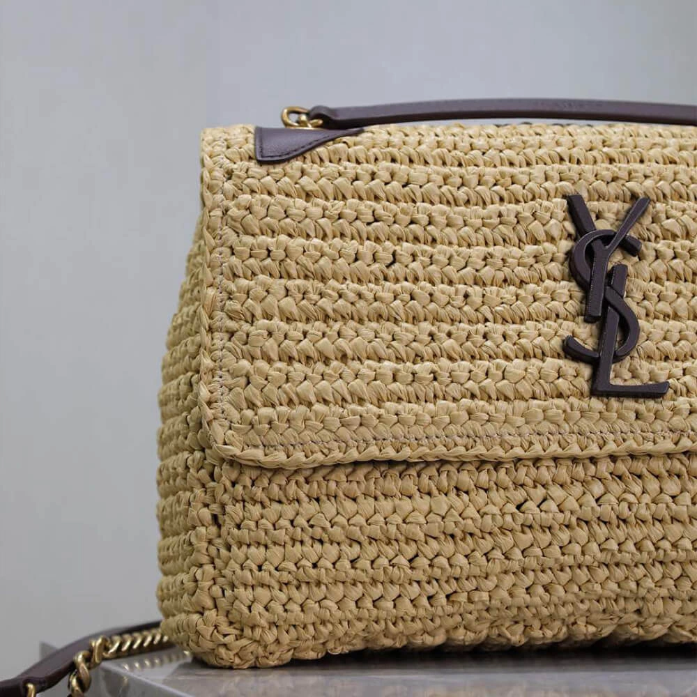 Minimalist SAINT LAURENT NIKI CHAIN MEDIUM IN RAFFIA(HIGH-END GRADE) 2706