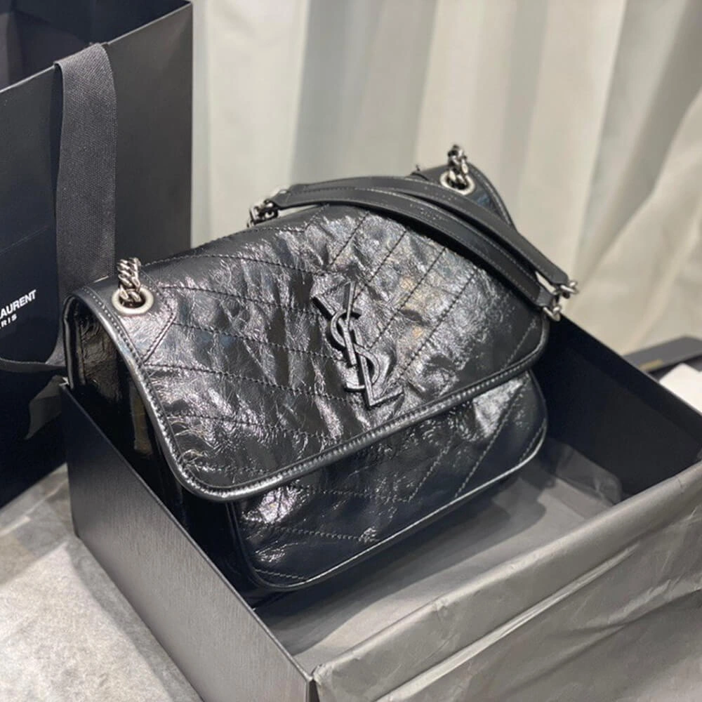SAINT LAURENT NIKI MEDIUM IN CRINKLED VINTAGE LEATHER Unisex 2887