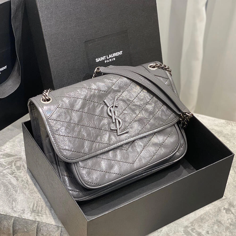 Supportive SAINT LAURENT NIKI MEDIUM IN CRINKLED VINTAGE LEATHER 2862
