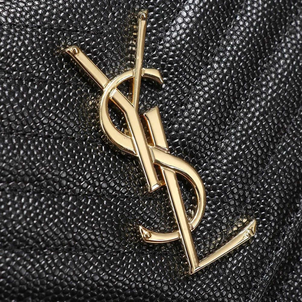 Saint Laurent Chain-strap YSL-plaque grained-leather wallet Sophisticated 2877