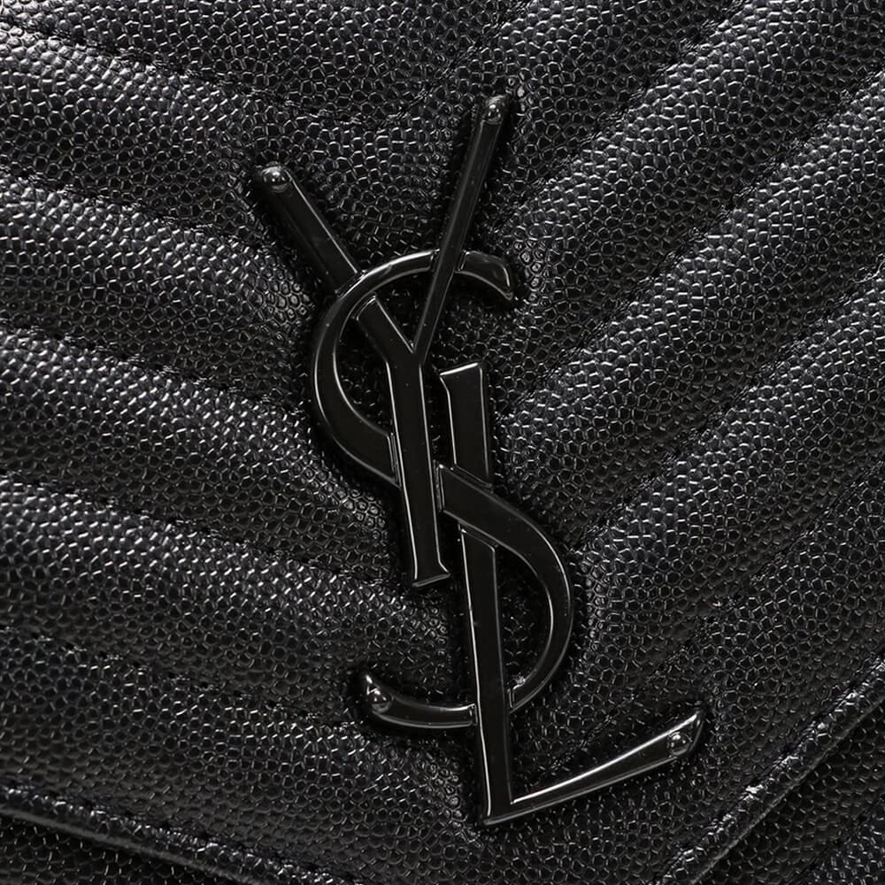 WeatherProof Saint Laurent Chain-strap YSL-plaque grained-leather wallet 2856