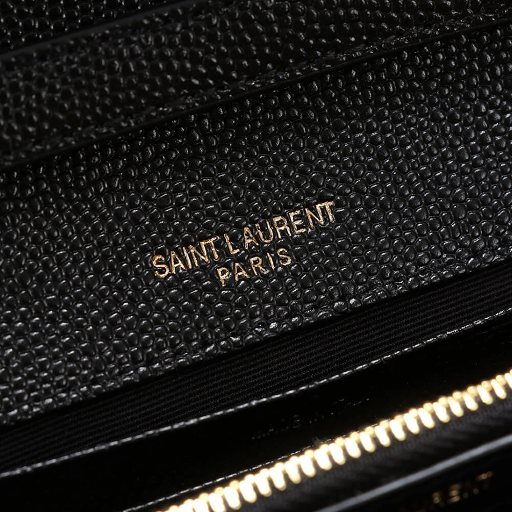 Saint Laurent Chain-strap YSL-plaque grained-leather wallet Sophisticated 2877