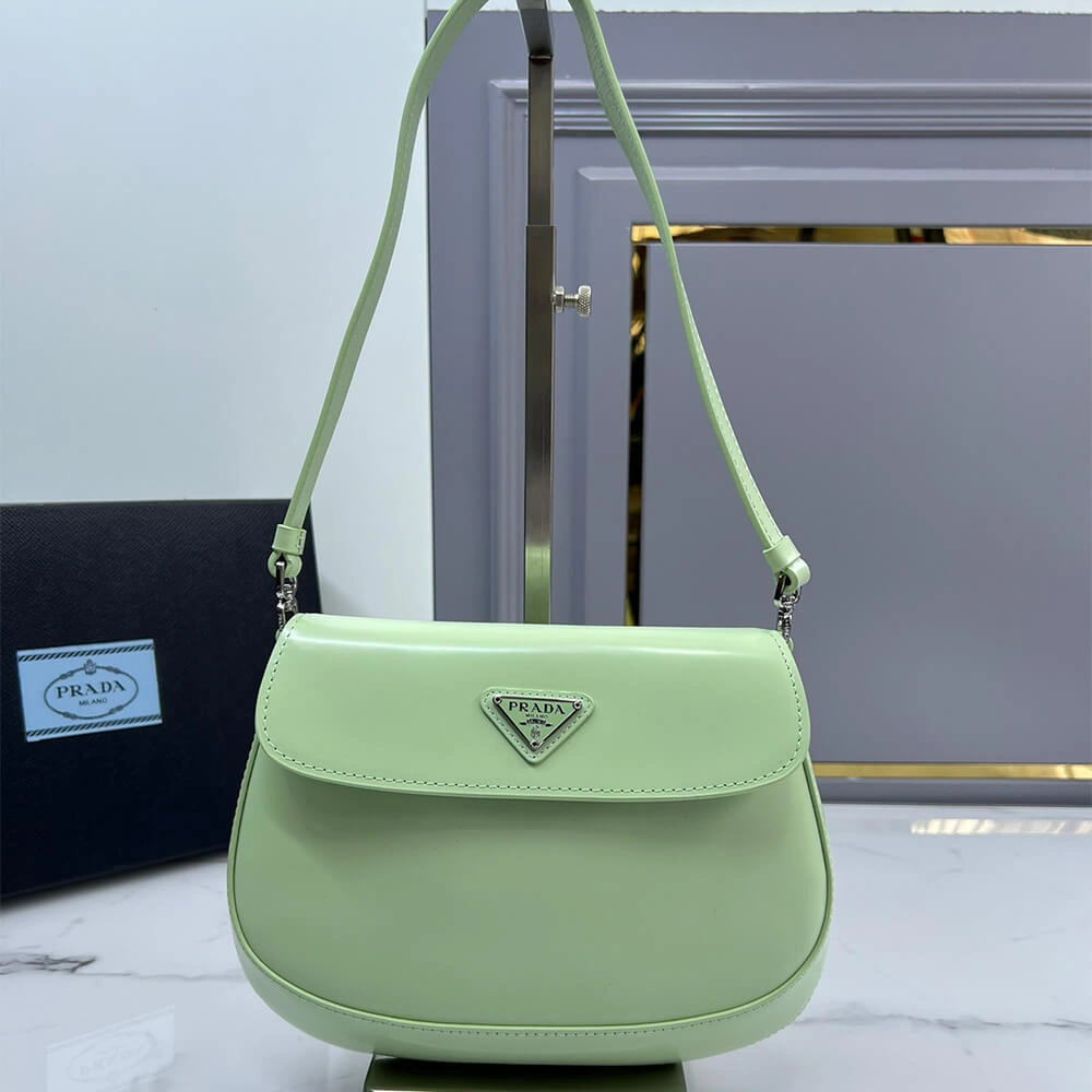 SmoothTexture Small Prada Cleo brushed leather shoulder bag with flap 3028