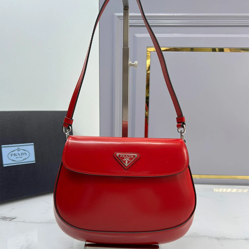 ZipUp Small Prada Cleo brushed leather shoulder bag with flap 3012