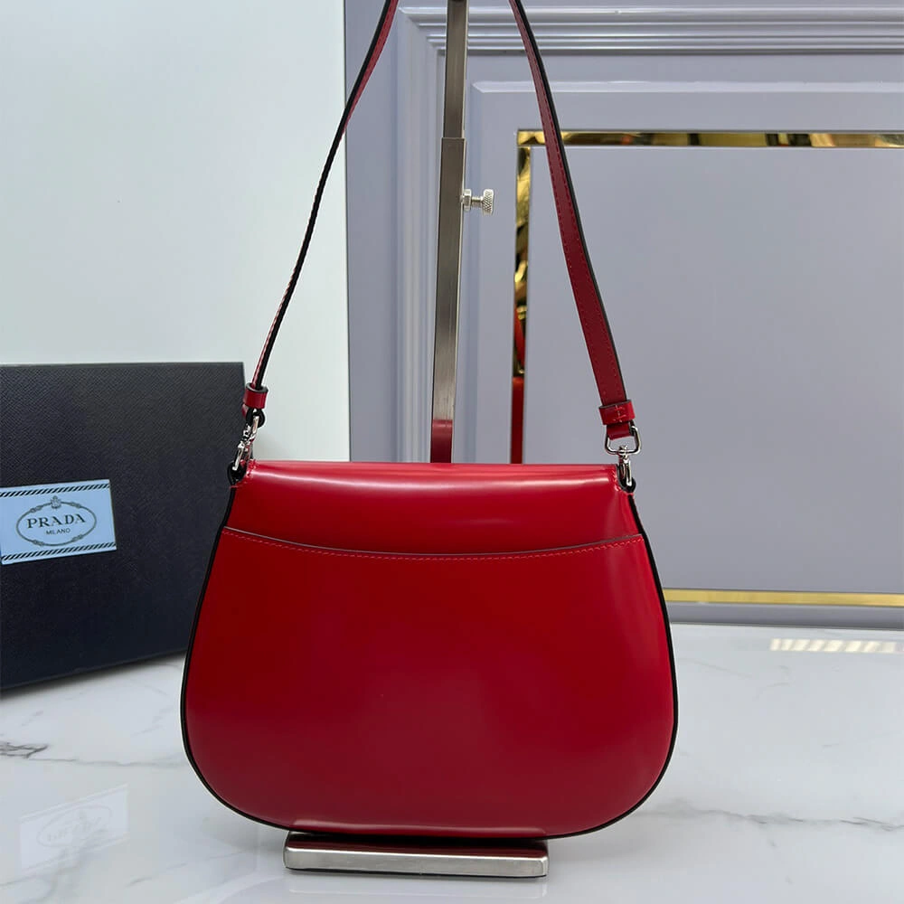 ZipUp Small Prada Cleo brushed leather shoulder bag with flap 3012