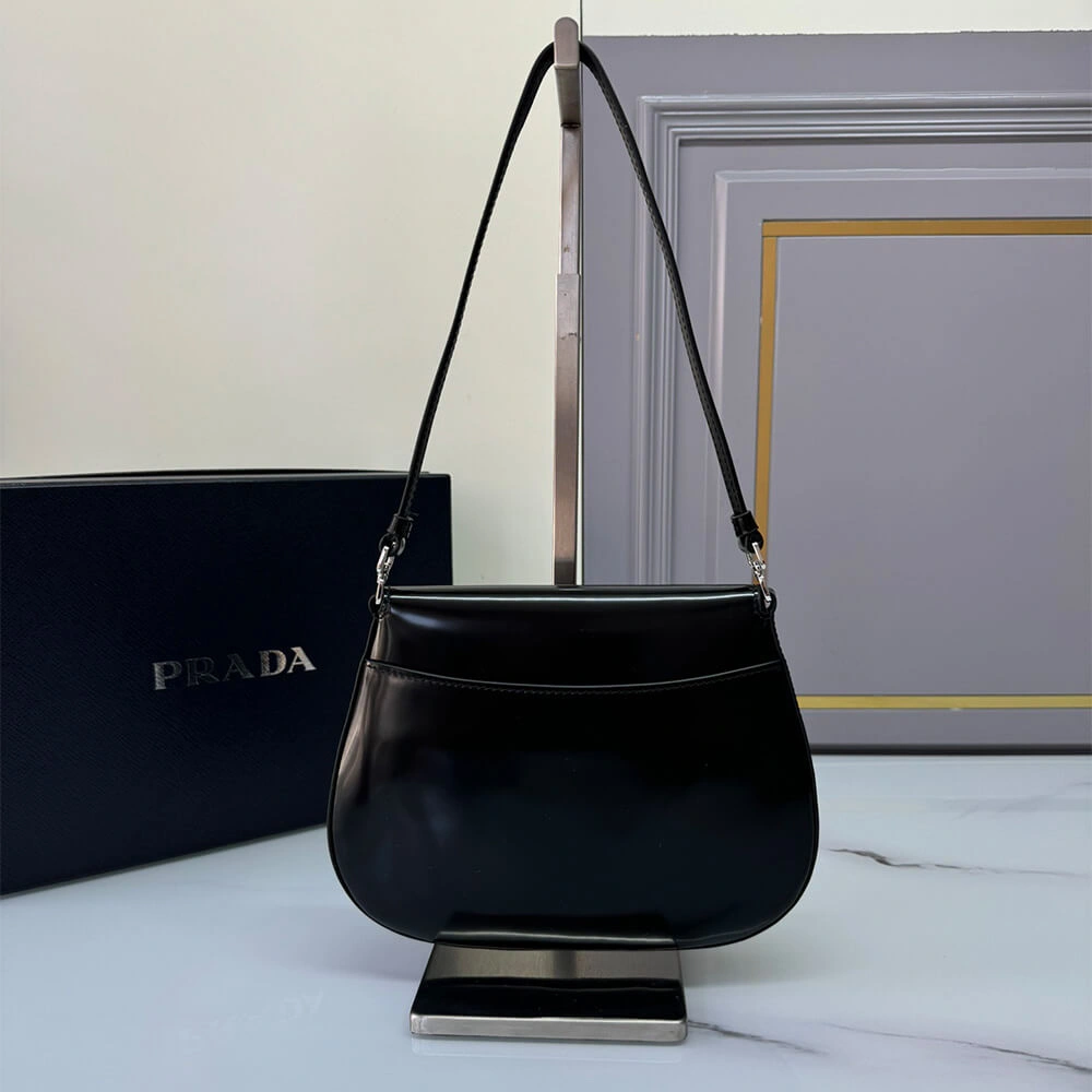 Efficient Small Prada Cleo brushed leather shoulder bag with flap 3014