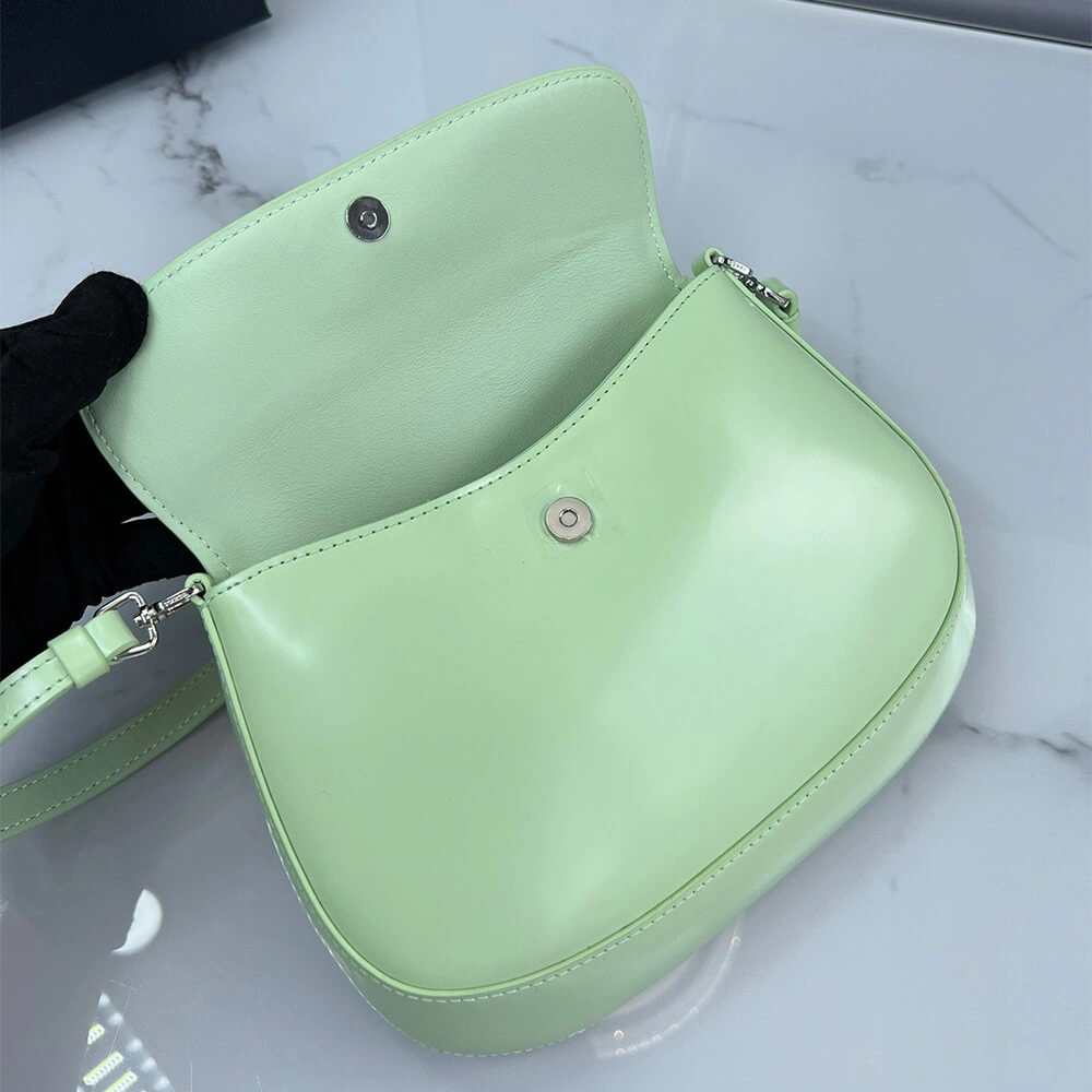 SmoothTexture Small Prada Cleo brushed leather shoulder bag with flap 3028