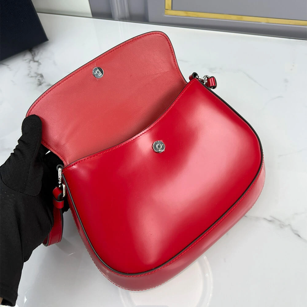 ZipUp Small Prada Cleo brushed leather shoulder bag with flap 3012
