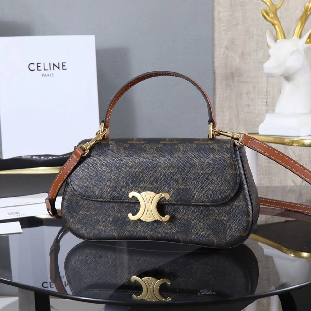 TEEN CELINE LOLA in Triomphe Canvas and Calfskin(HIGH-END GRADE) Classic 2552