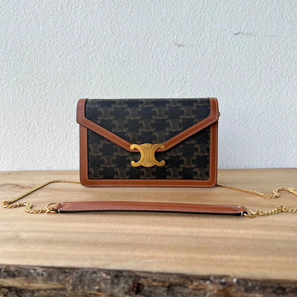 Popular WALLET ON CHAIN MARGO in TRIOMPHE CANVAS and calfskin(High-end Grade) 2565