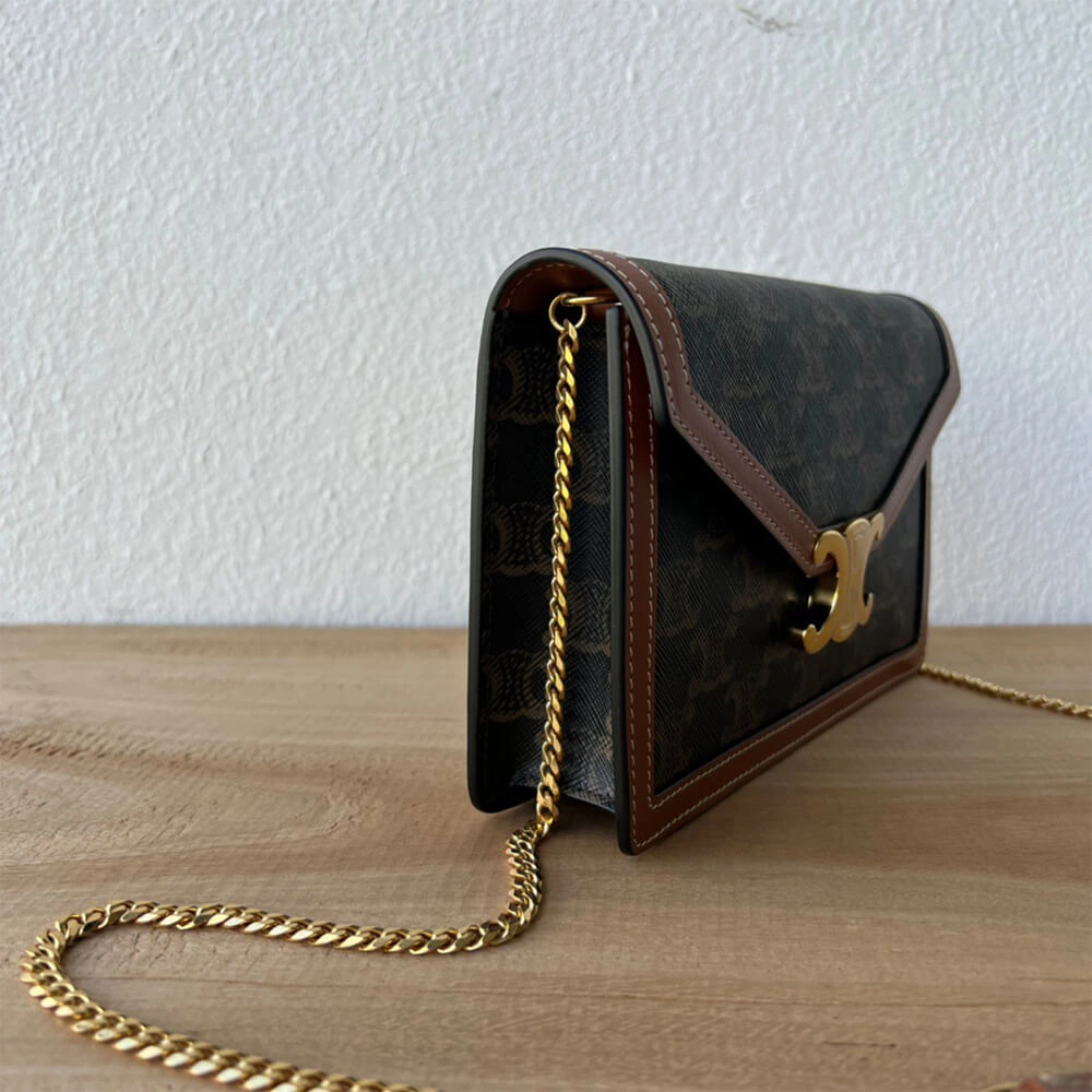 Popular WALLET ON CHAIN MARGO in TRIOMPHE CANVAS and calfskin(High-end Grade) 2565