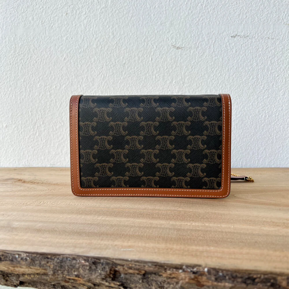 Popular WALLET ON CHAIN MARGO in TRIOMPHE CANVAS and calfskin(High-end Grade) 2565