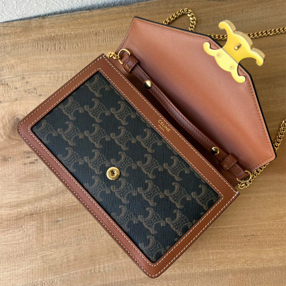 Popular WALLET ON CHAIN MARGO in TRIOMPHE CANVAS and calfskin(High-end Grade) 2565
