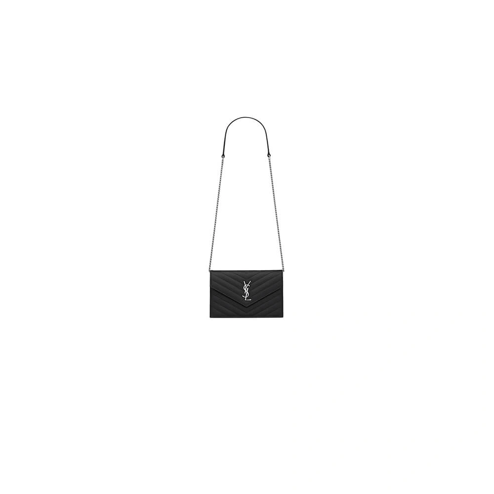 YSL cassandre envelope chain wallet in grain de poudre leather(High-end Grade) Supportive 2762