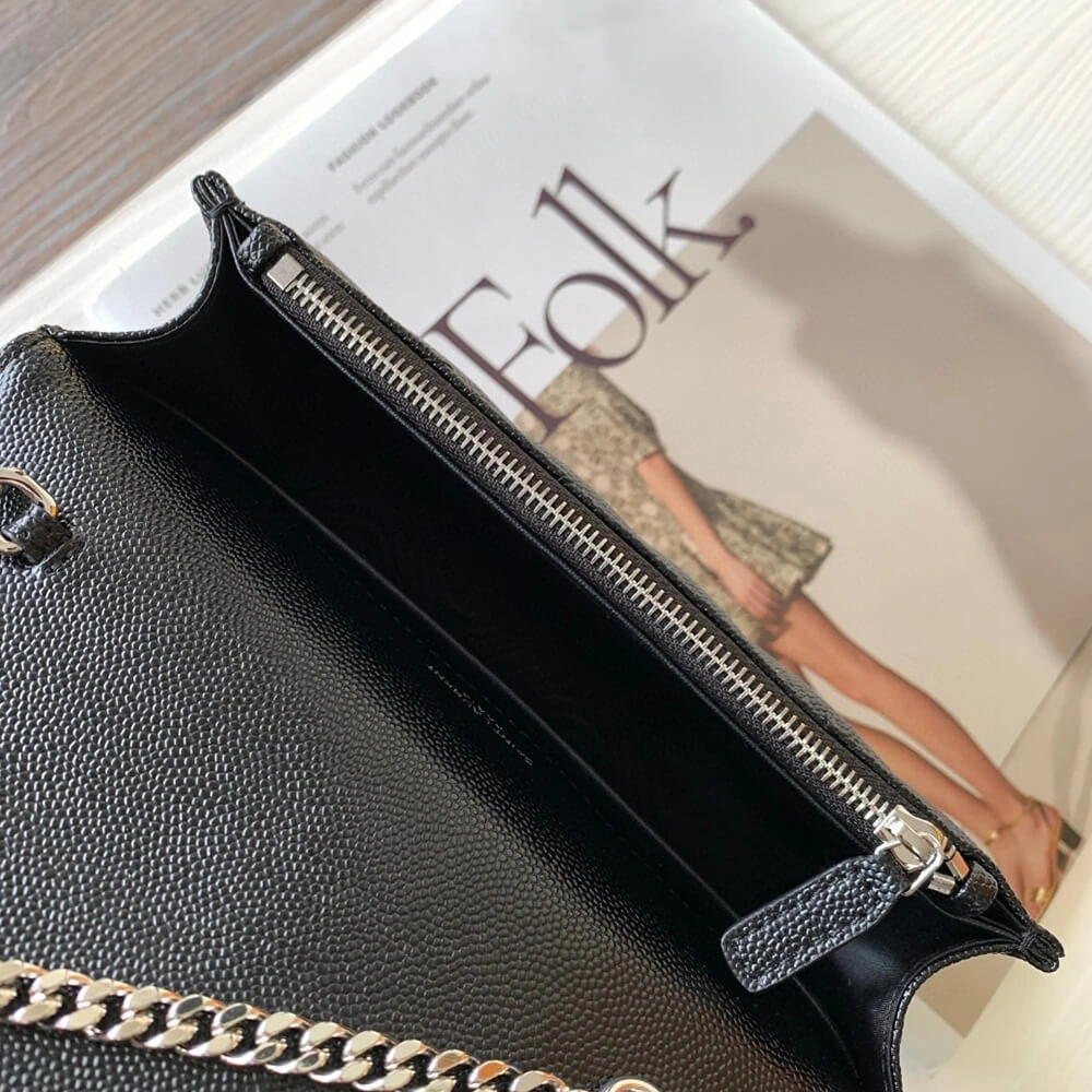YSL cassandre envelope chain wallet in grain de poudre leather(High-end Grade) Supportive 2762
