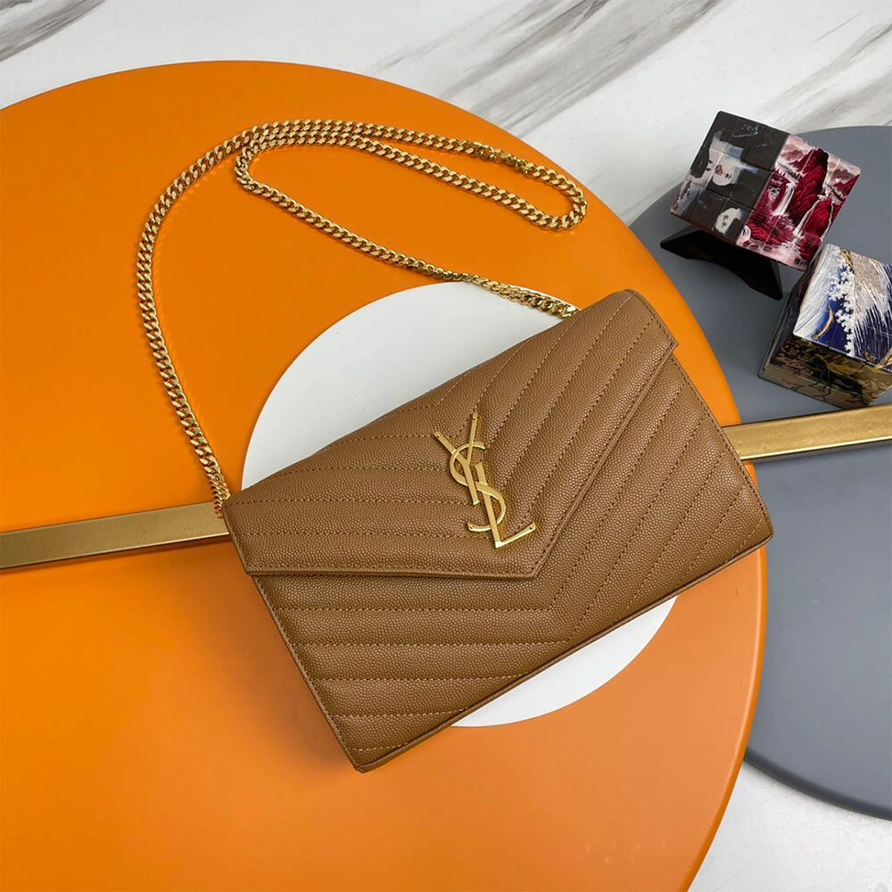 Reliable YSL classic cassandre chain wallet in grain de poudre leather 2733