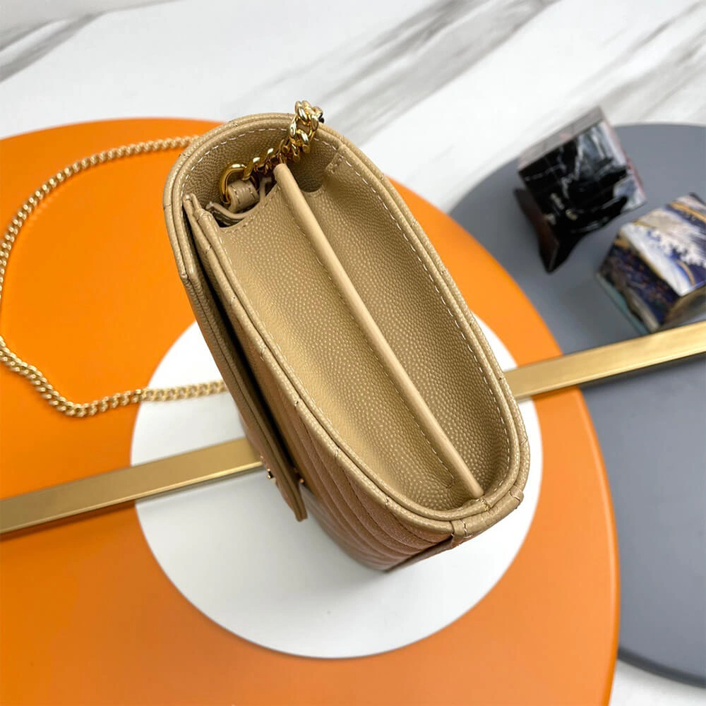 Seasonal YSL classic cassandre chain wallet in grain de poudre leather 2737