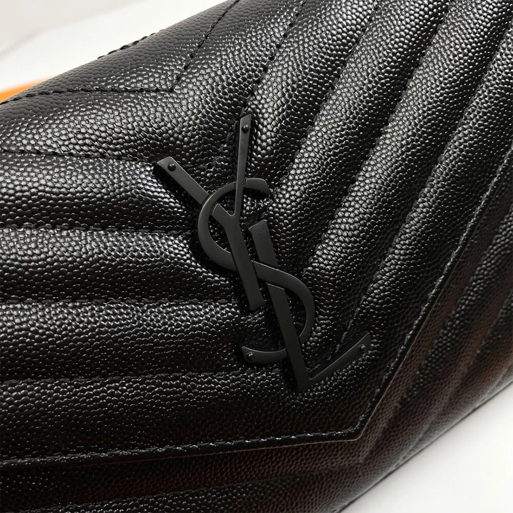 Flexible YSL classic cassandre chain wallet in grain de poudre leather 2738