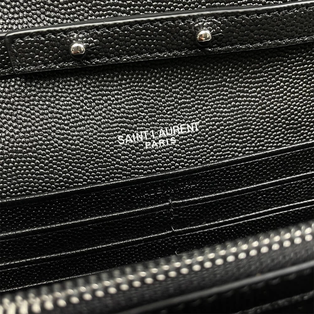 Sleek YSL classic cassandre chain wallet in grain de poudre leather 2742