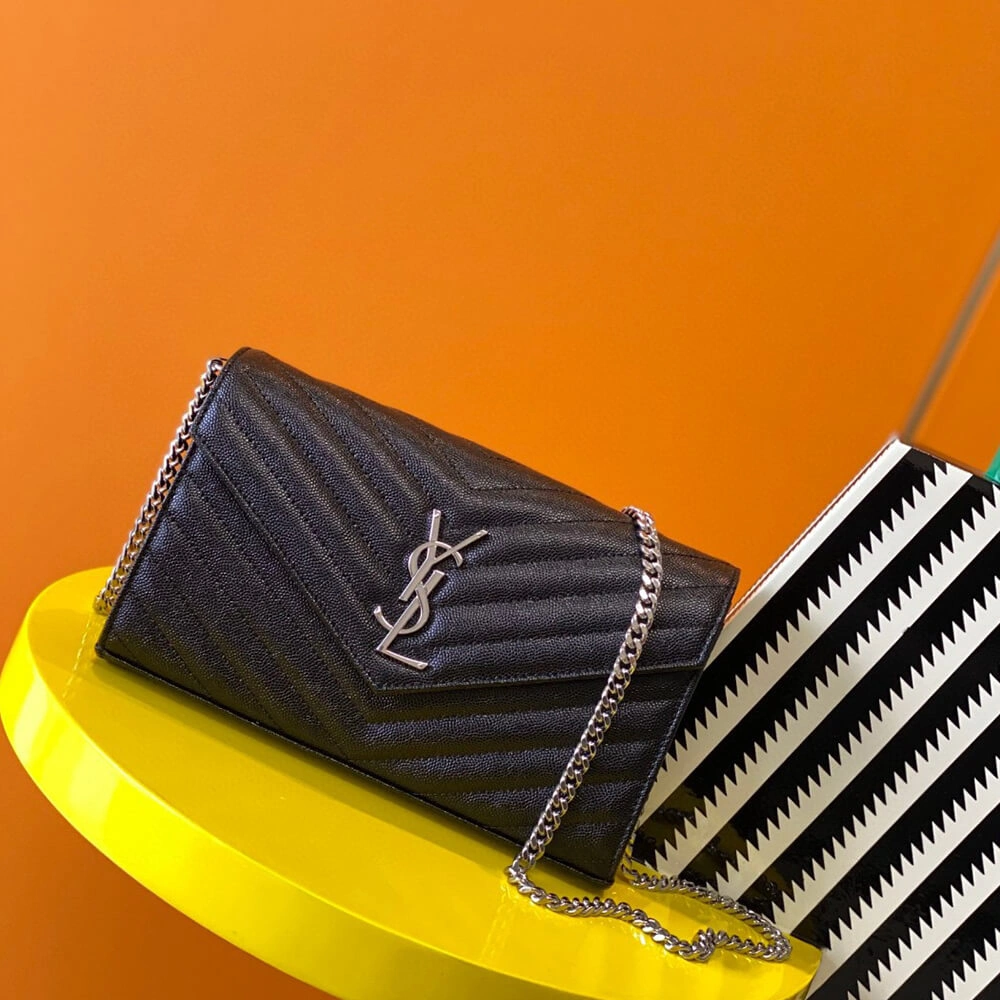 YSL classic cassandre chain wallet in grain de poudre leather(high-end grade) SmoothTexture 2763
