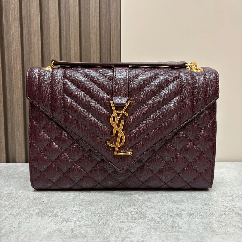 Compact YSL envelope medium in grained leather 2721