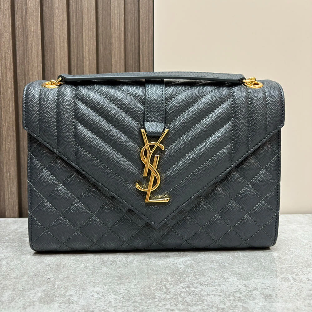 Lightweight YSL envelope medium in grained leather 2730